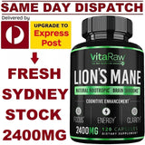 VITARAW ORGANIC LIONS MANE 2400mg 120 Caps MAXIMUM STRENGTH Mushroom Nootropic!