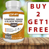 Turmeric, Ginger & Black Pepper - 180 CAPS - 95% Turmeric Curcumin Extract