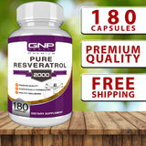 Resveratrol - 180 Capsules - High Strength Anti-Aging Formula with Acai