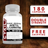 ACETYL L-CARNITINE 180 CAPS - 1500mg - Recovery - Pre workout - Muscle - Energy