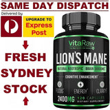 VITARAW ORGANIC LIONS MANE 2400mg 120 Caps MAXIMUM STRENGTH Mushroom Nootropic!